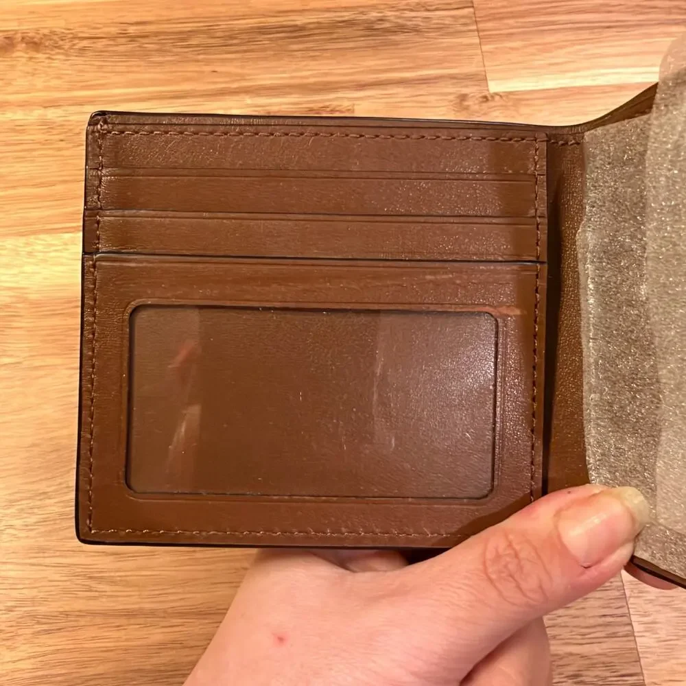 Coach x Pac-Man Brown Leather Bifold Wallet F75911 Retro Arcade Ghosts Mens NWOT